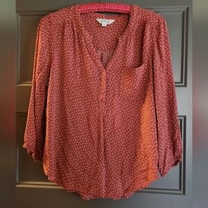Market & Spruce Red Polka Dot Blouse